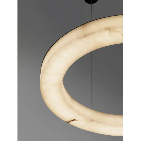 Lampa wisząca okrągła ściemniana Stevar LED 3000K 60cm alabaster / czarny mat