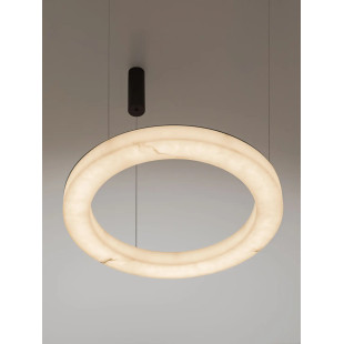 Lampa wisząca okrągła ściemniana Stevar LED 3000K 60cm alabaster / czarny mat