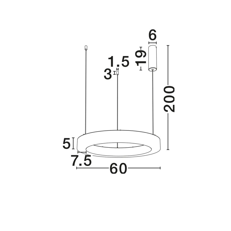 Lampa wisząca okrągła ściemniana Stevar LED 3000K 60cm alabaster / czarny mat