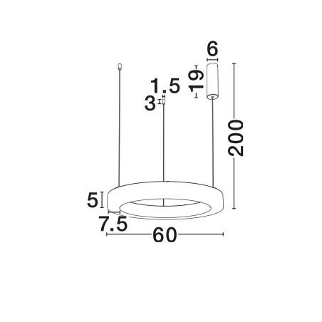 Lampa wisząca okrągła ściemniana Stevar LED 3000K 60cm alabaster / czarny mat