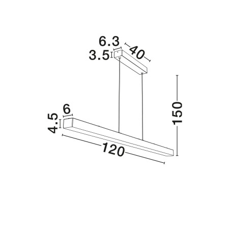 Lampa wisząca podłużna ściemniana Stevar LED 3000K 120cm alabaster / czarny mat