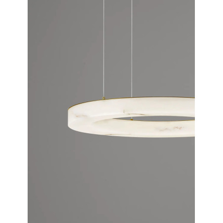 Lampa wisząca okrągła ściemniana Stevar LED 3000K 60cm alabaster / złoty mosiądz