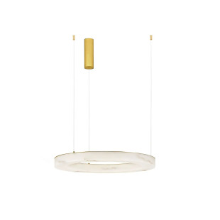 Lampa wisząca okrągła ściemniana Stevar LED 3000K 60cm alabaster / złoty mosiądz