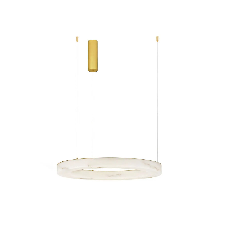 Lampa wisząca okrągła ściemniana Stevar LED 3000K 60cm alabaster / złoty mosiądz