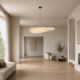 Lampa Wisząca Japandi Flow 80cm LED | Papier DuPont | Biała