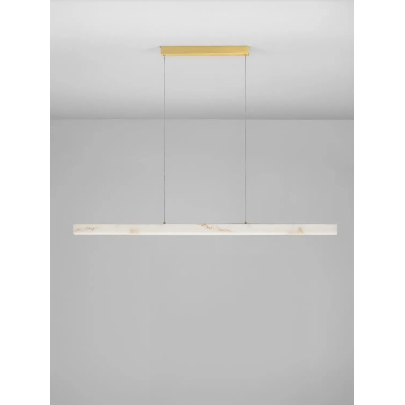 Lampa wisząca podłużna ściemniana Stevar LED 3000K 120cm alabaster / złoty mosiądz