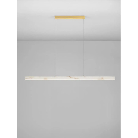 Lampa wisząca podłużna ściemniana Stevar LED 3000K 120cm alabaster / złoty mosiądz
