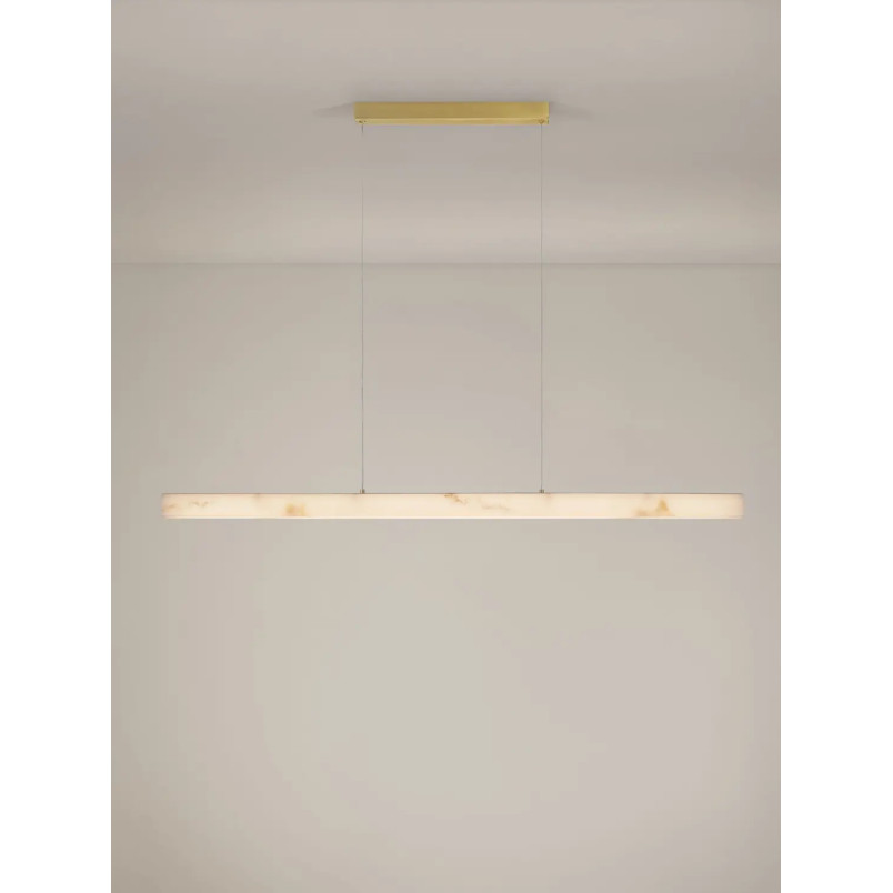 Lampa wisząca podłużna ściemniana Stevar LED 3000K 120cm alabaster / złoty mosiądz