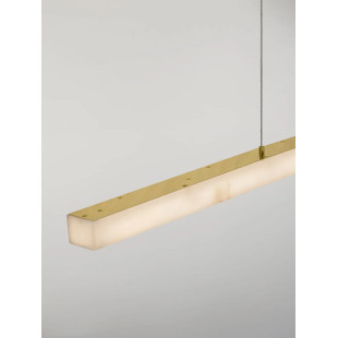 Lampa wisząca podłużna ściemniana Stevar LED 3000K 120cm alabaster / złoty mosiądz
