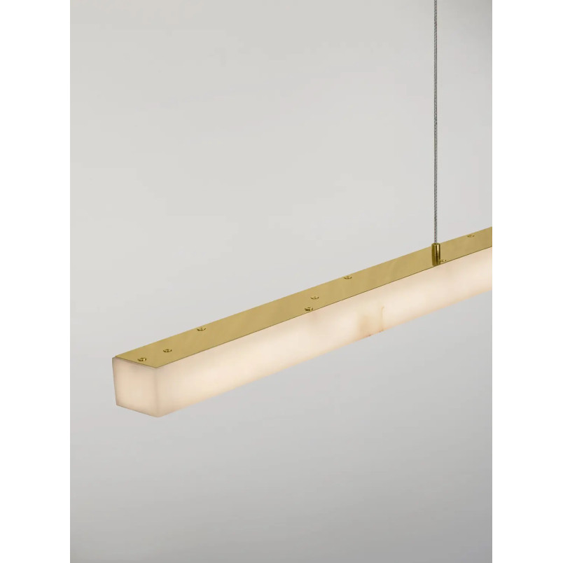 Lampa wisząca podłużna ściemniana Stevar LED 3000K 120cm alabaster / złoty mosiądz