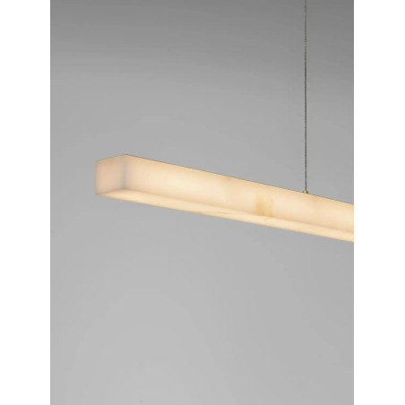 Lampa wisząca podłużna ściemniana Stevar LED 3000K 120cm alabaster / złoty mosiądz