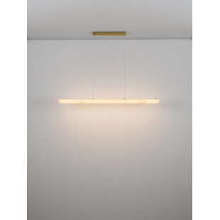 Lampa wisząca podłużna ściemniana Stevar LED 3000K 120cm alabaster / złoty mosiądz