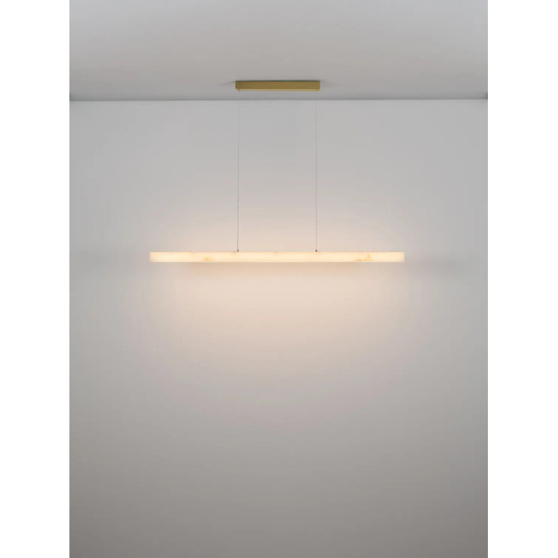 Lampa wisząca podłużna ściemniana Stevar LED 3000K 120cm alabaster / złoty mosiądz