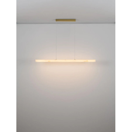 Lampa wisząca podłużna ściemniana Stevar LED 3000K 120cm alabaster / złoty mosiądz
