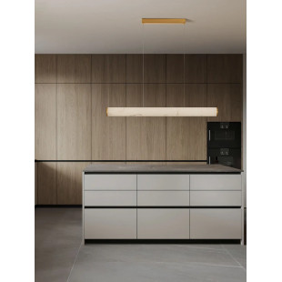 Lampa wisząca podłużna Casoni 100cm LED 3000K imitacja alabastru / złoty mosiądz