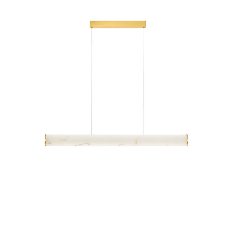 Lampa wisząca podłużna Casoni 100cm LED 3000K imitacja alabastru / złoty mosiądz