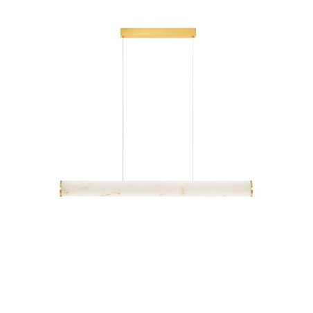 Lampa wisząca podłużna Casoni 100cm LED 3000K imitacja alabastru / złoty mosiądz
