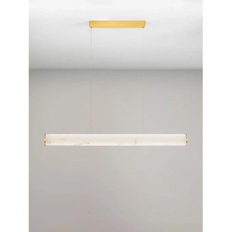 Lampa wisząca podłużna Casoni 100cm LED 3000K imitacja alabastru / złoty mosiądz