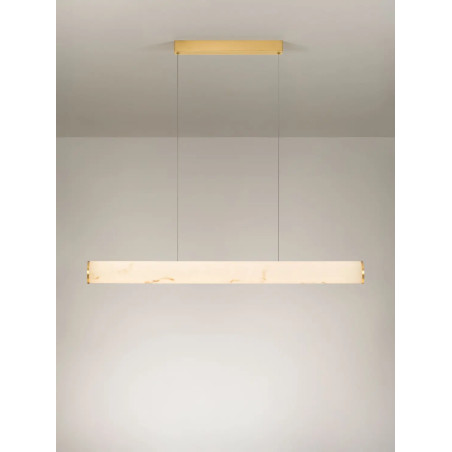 Lampa wisząca podłużna Casoni 100cm LED 3000K imitacja alabastru / złoty mosiądz