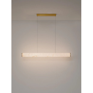 Lampa wisząca podłużna Casoni 100cm LED 3000K imitacja alabastru / złoty mosiądz