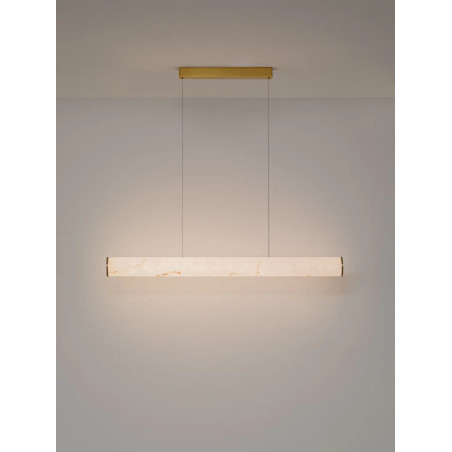 Lampa wisząca podłużna Casoni 100cm LED 3000K imitacja alabastru / złoty mosiądz