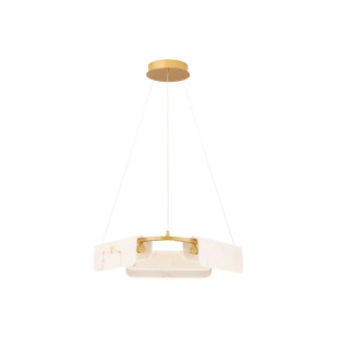 Lampa wisząca okrągła imitująca marmur Deir LED 3000K 63cm złoty mosiądz