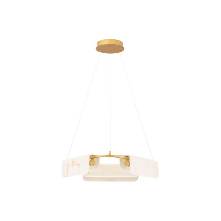Lampa wisząca okrągła imitująca marmur Deir LED 3000K 63cm złoty mosiądz