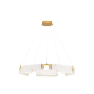Lampa wisząca okrągła imitująca marmur Deir LED 3000K 93cm złoty mosiądz