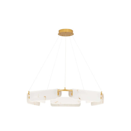 Lampa wisząca okrągła imitująca marmur Deir LED 3000K 93cm złoty mosiądz