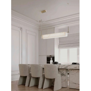 Lampa wisząca podłużna imitująca marmur Deir LED 3000K 100cm złoty mosiądz