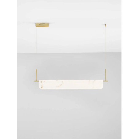 Lampa wisząca podłużna imitująca marmur Deir LED 3000K 100cm złoty mosiądz