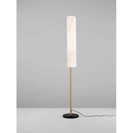 Lampa podłogowa imitująca marmur Deir LED 3000K 160cm złoty mosiądz