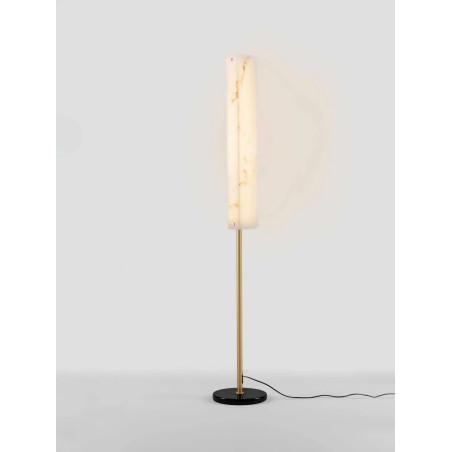 Lampa podłogowa imitująca marmur Deir LED 3000K 160cm złoty mosiądz