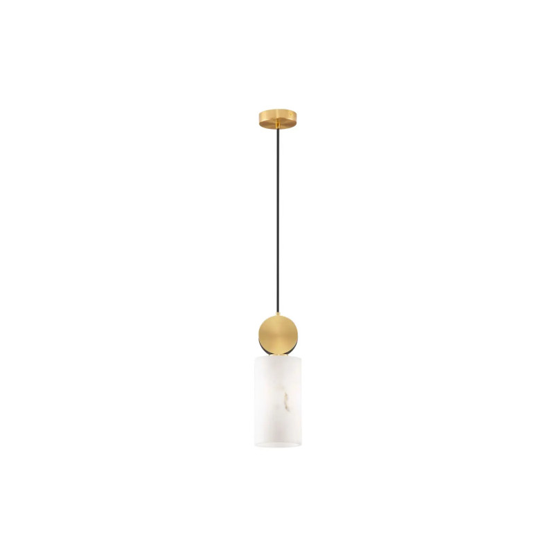Lampa wisząca tuba Arum 12cm złoty mosiądz / imitacja marmuru