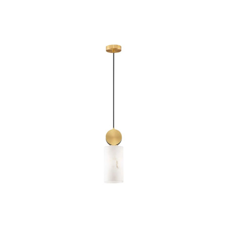 Lampa wisząca tuba Arum 12cm złoty mosiądz / imitacja marmuru