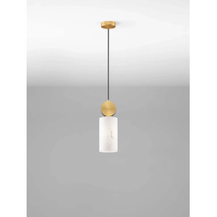 Lampa wisząca tuba Arum 12cm złoty mosiądz / imitacja marmuru