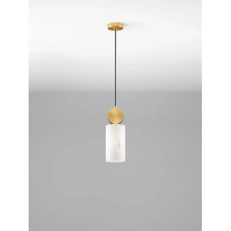 Lampa wisząca tuba Arum 12cm złoty mosiądz / imitacja marmuru