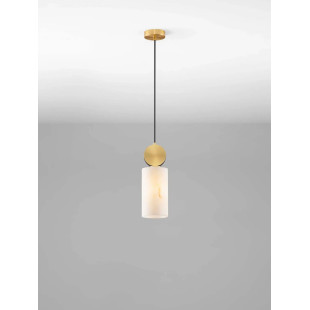 Lampa wisząca tuba Arum 12cm złoty mosiądz / imitacja marmuru