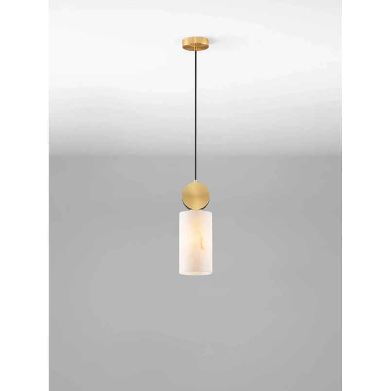 Lampa wisząca tuba Arum 12cm złoty mosiądz / imitacja marmuru