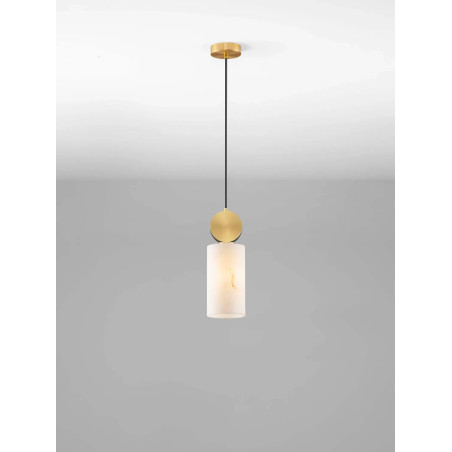 Lampa wisząca tuba Arum 12cm złoty mosiądz / imitacja marmuru