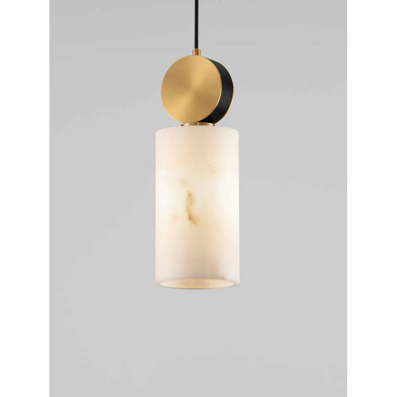 Lampa wisząca tuba Arum 12cm złoty mosiądz / imitacja marmuru