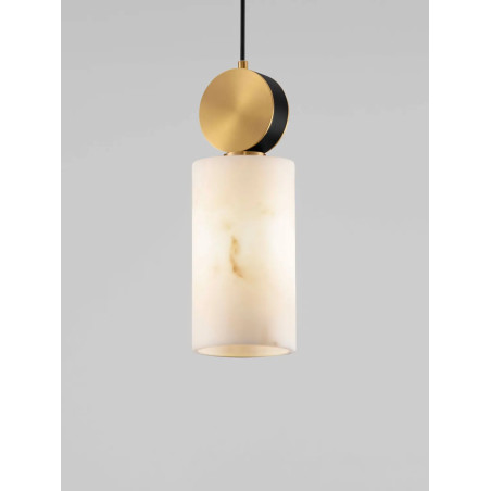 Lampa wisząca tuba Arum 12cm złoty mosiądz / imitacja marmuru