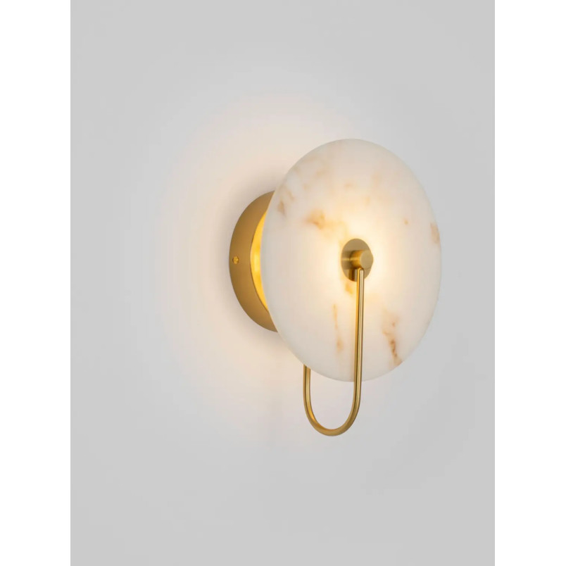 Kinkiet okrągły Arum LED 3000K 25cm złoty mosiądz / imitacja marmuru