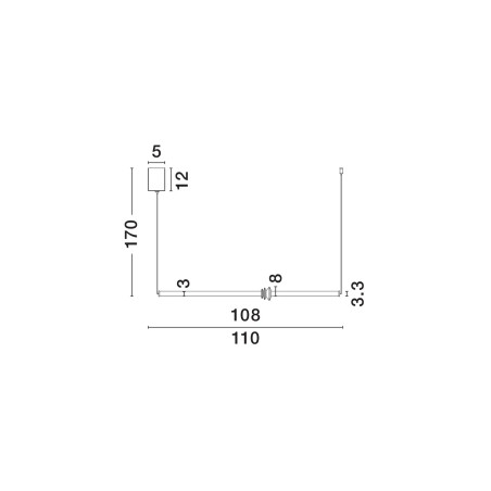 Lampa wisząca designerska podłużna Fossetta 110cm LED 3000K czarny / ceramika