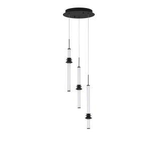Lampa wisząca designerska 3 punktowa Fossetta 35cm LED 3000K czarny / ceramika