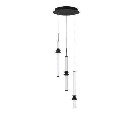 Lampa wisząca designerska 3 punktowa Fossetta 35cm LED 3000K czarny / ceramika
