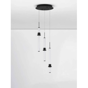 Lampa wisząca designerska 3 punktowa Fossetta 35cm LED 3000K czarny / ceramika
