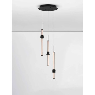 Lampa wisząca designerska 3 punktowa Fossetta 35cm LED 3000K czarny / ceramika