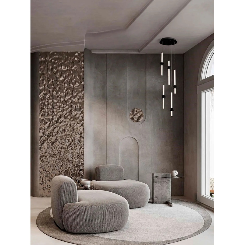Lampa wisząca designerska 5 punktowa Fossetta 35cm LED 3000K czarny / ceramika