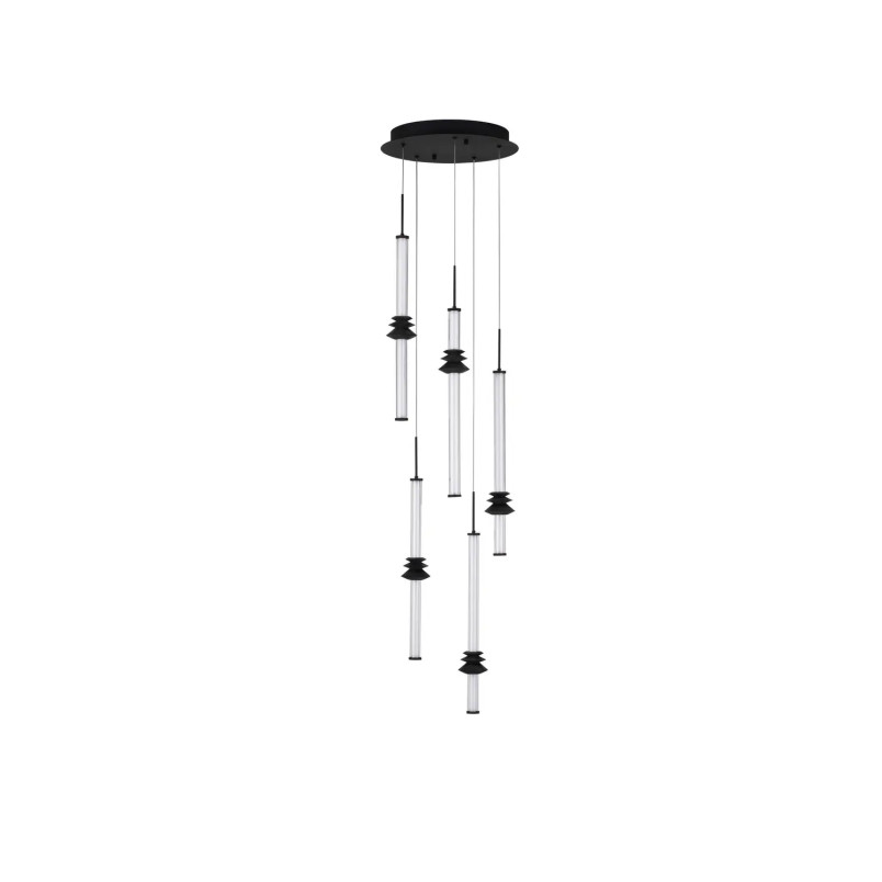 Lampa wisząca designerska 5 punktowa Fossetta 35cm LED 3000K czarny / ceramika